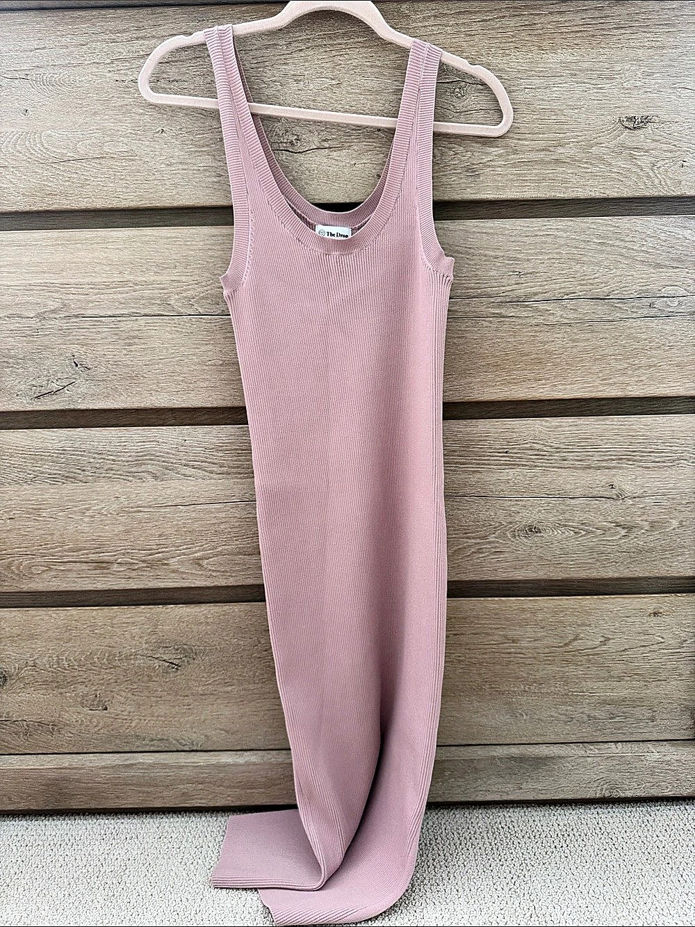 The Drop Yasmin Rib Midi Sweater Tank Dress Pink Small